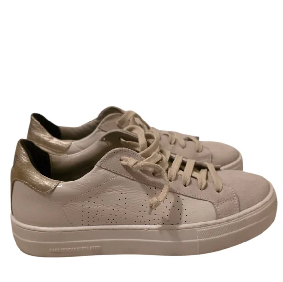 P448 Thea Leather Suede Platform Sneakers Size 38 You can Surf Later Skater - Picture 6 of 10